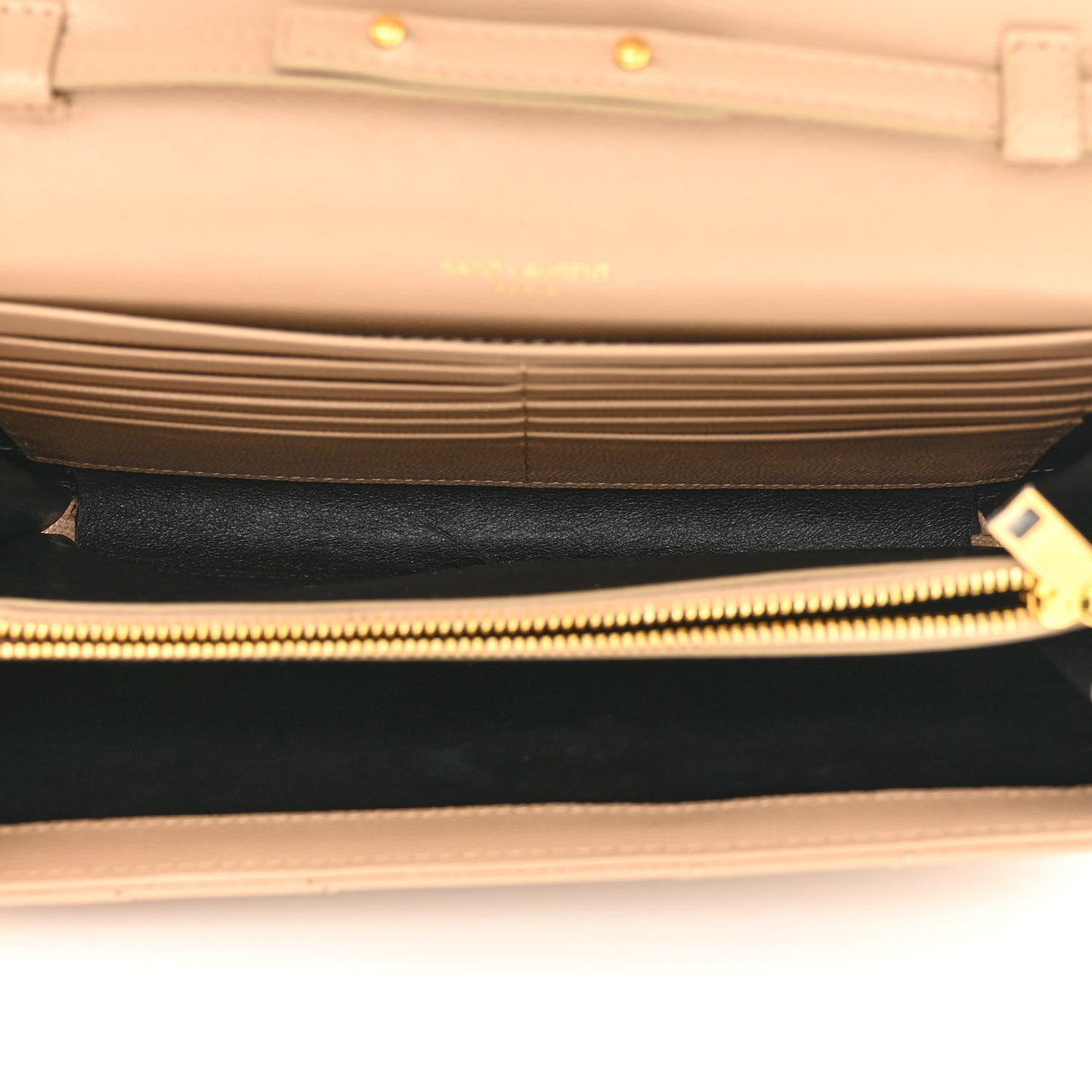 Grain De Poudre Matelasse Chevron Monogram Chain Wallet Dark Beige