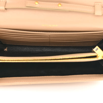 Saint Laurent Grain De Poudre Matelasse Chevron Monogram Chain Wallet Dark Beige 5 of 9