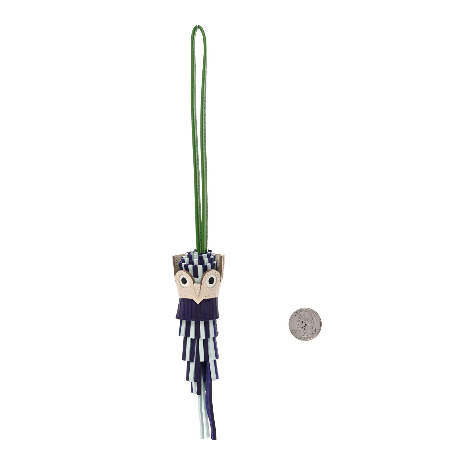 Hermes Milo Lambskin Epsom Chouette Bag Charm Purple Vert