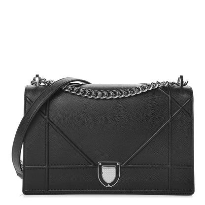 Christian Dior Grained Calfskin Large Diorama Flap Bag Black 1 of 12