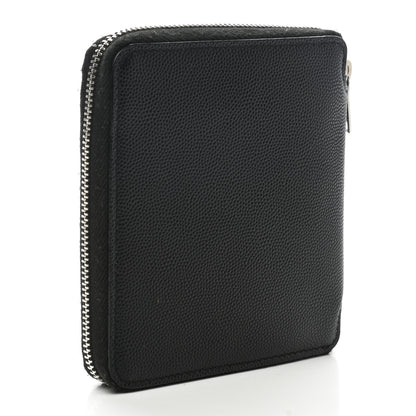 Saint Laurent Grained Calfskin Rive Gauche Compact Zip Around Wallet Black 3 of 7