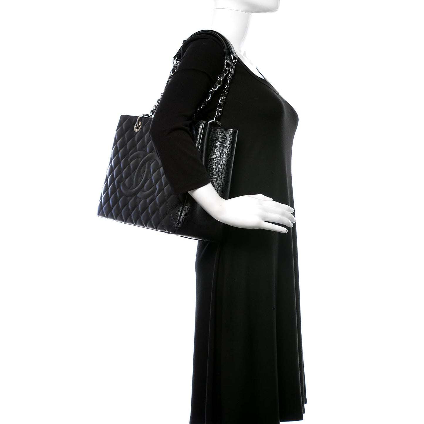 Caviar Quilted Grand Shopping Tote GST Black
