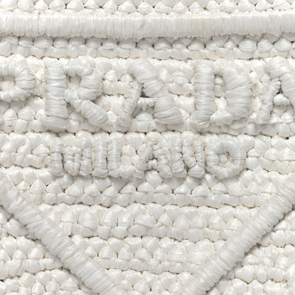 Prada Yarn Raffia Effect Crochet Triangle Shoulder Bag White 6 of 8