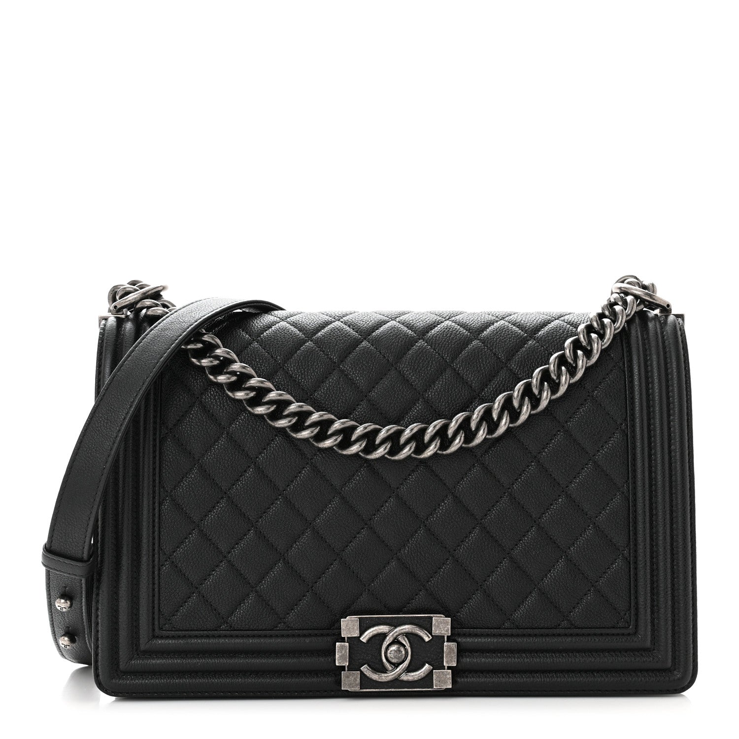 Chanel Grained Calfskin Quilted New Medium Boy Flap Black 1 of 11