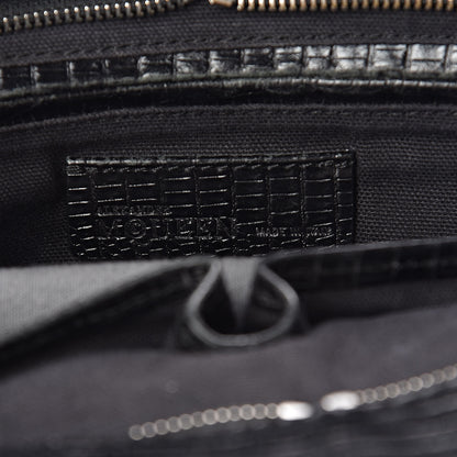 Alexander McQueen Calfskin Lizard Embossed Small Skull Padlock Zip Around Tote Black 6 of 12