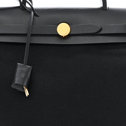 Hermes Military Toile Vache Hunter Herbag Zip PM 31 Black 10 of 13