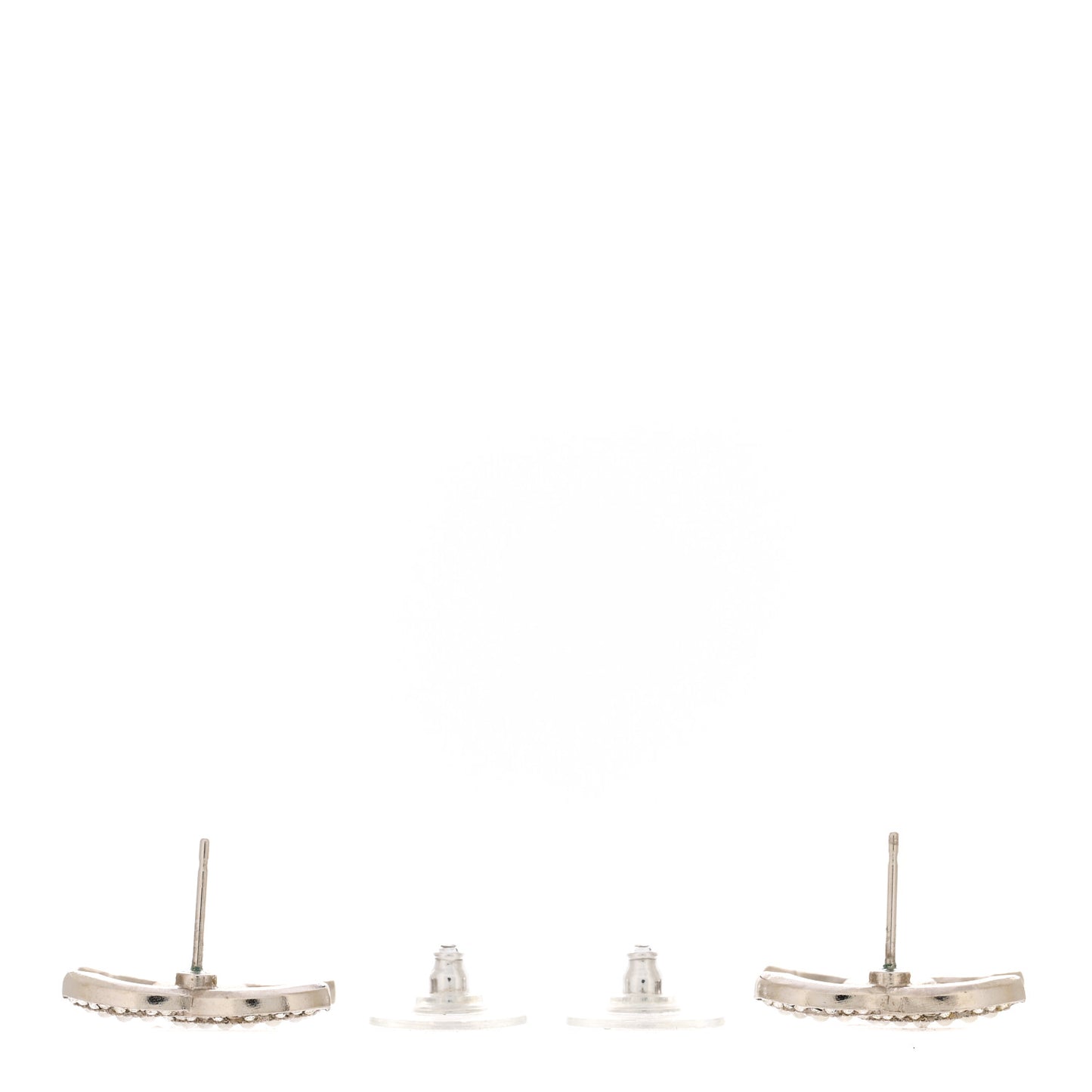 Pearl Crystal CC Earrings Silver