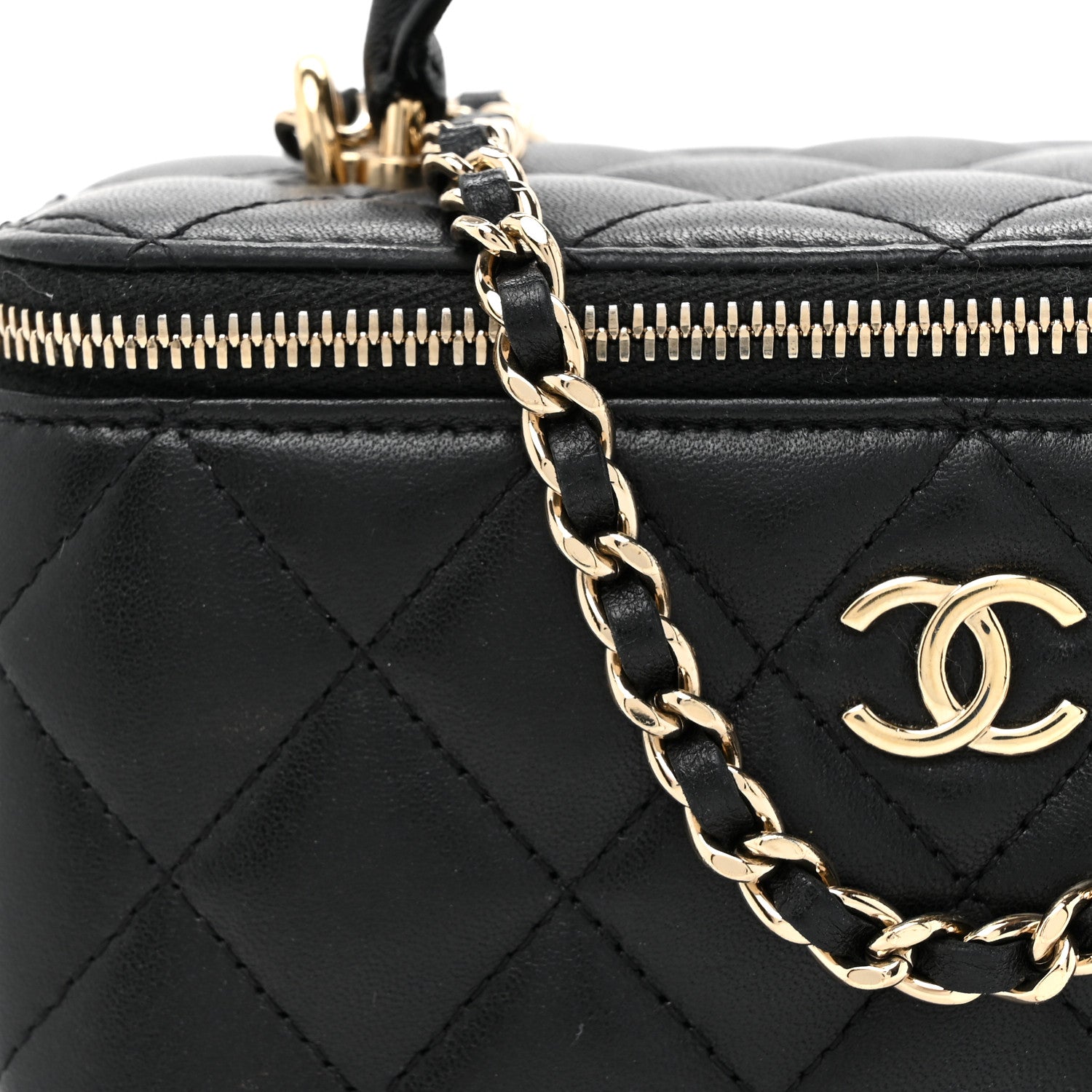 Chanel Lambskin Quilted Small Top Handle Vanity Case With Chain Black 8 of 13