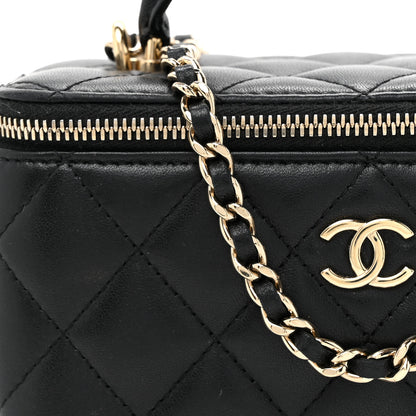 Chanel Lambskin Quilted Small Top Handle Vanity Case With Chain Black 8 of 13