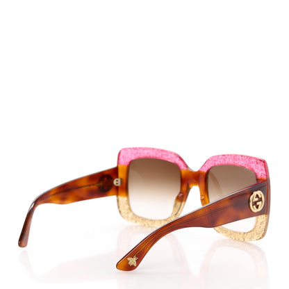 Gucci Square Frame GG0083S Sunglasses Glitter Pink Multi 4 of 8