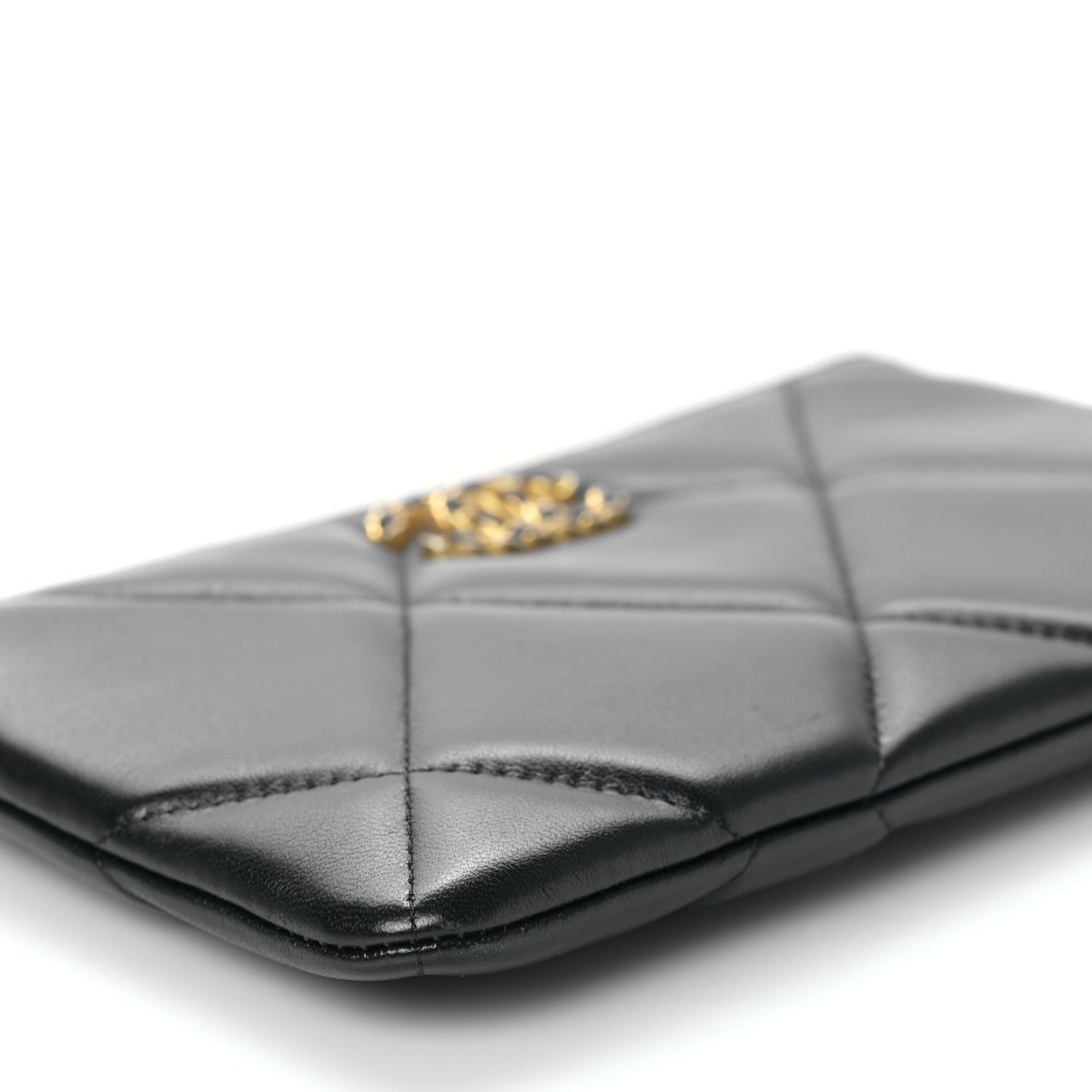 Lambskin Quilted Small Chanel 19 Pouch Black