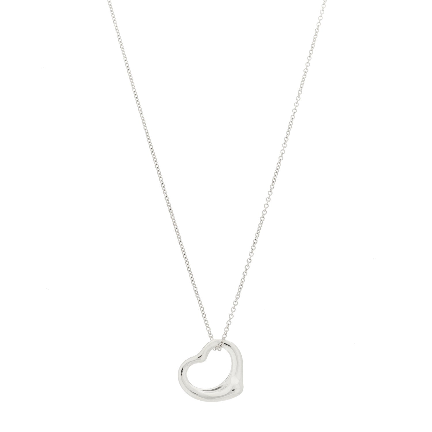 Tiffany Sterling Silver 16mm Elsa Peretti Open Heart Pendant Necklace 1 of 6