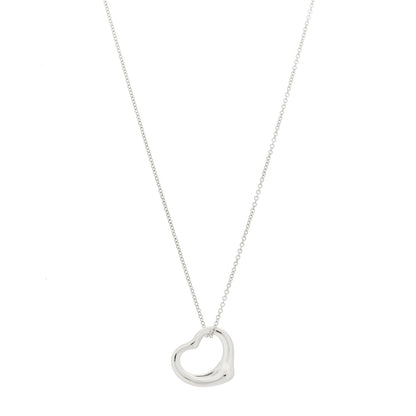Tiffany Sterling Silver 16mm Elsa Peretti Open Heart Pendant Necklace 1 of 6