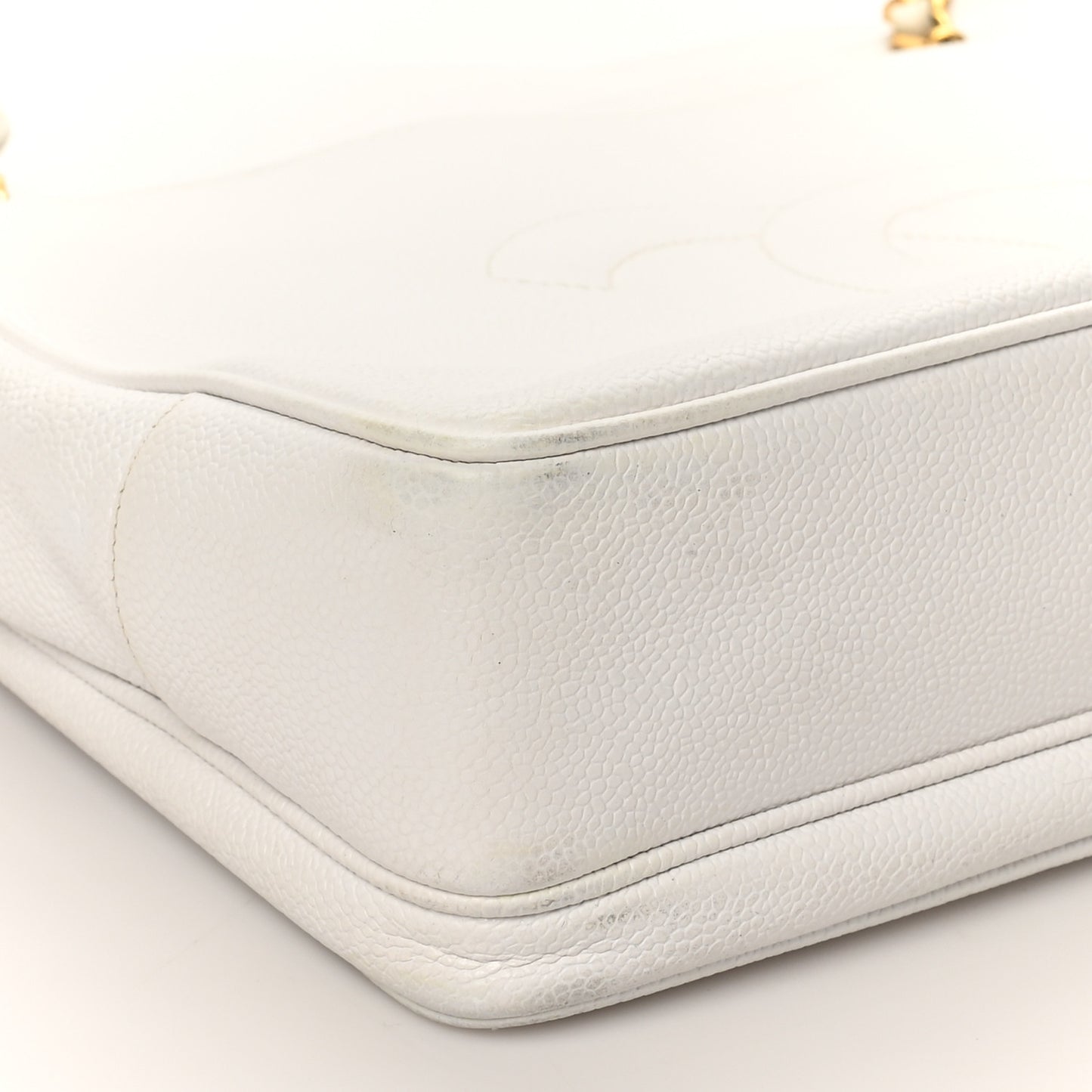 Caviar Flap Shoulder Bag White