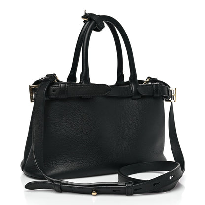 Prada Soft Grain Calfskin Small Double Belt Tote Black 3 of 9