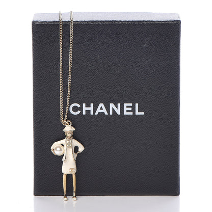Chanel Enamel Pearl Coco CC Pendant Necklace Gold 6 of 6