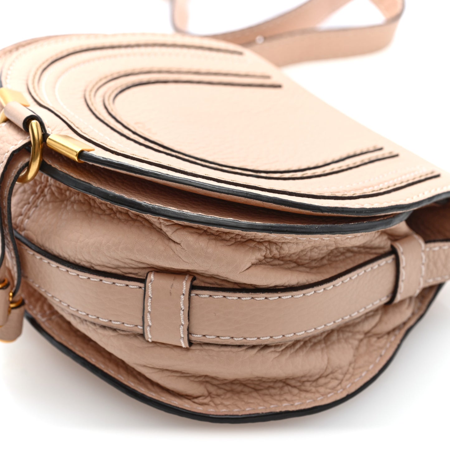 Calfskin Mini Marcie Round Crossbody Bag Blush Nude