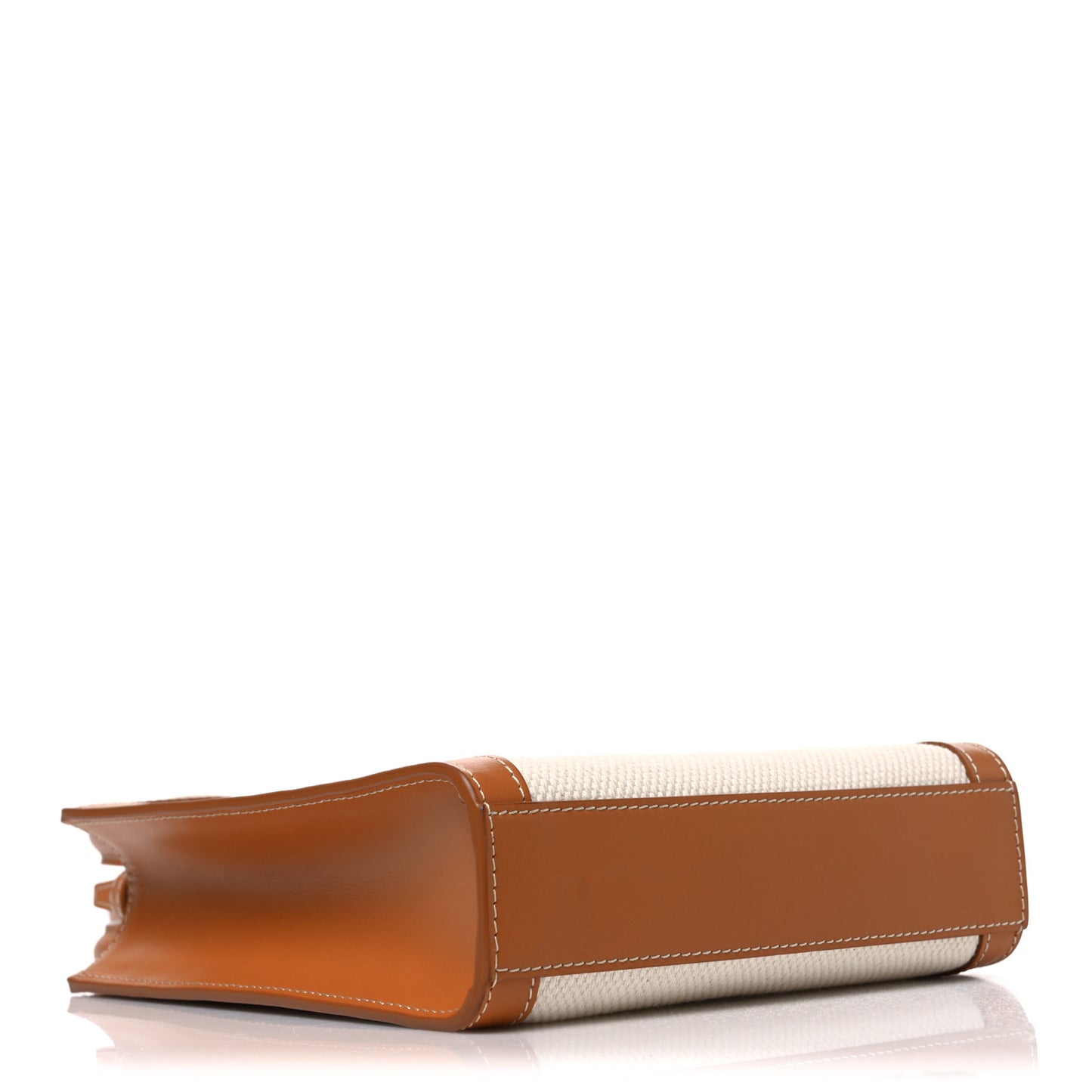 Canvas Calfskin Mini Vertical Cabas Natural Tan