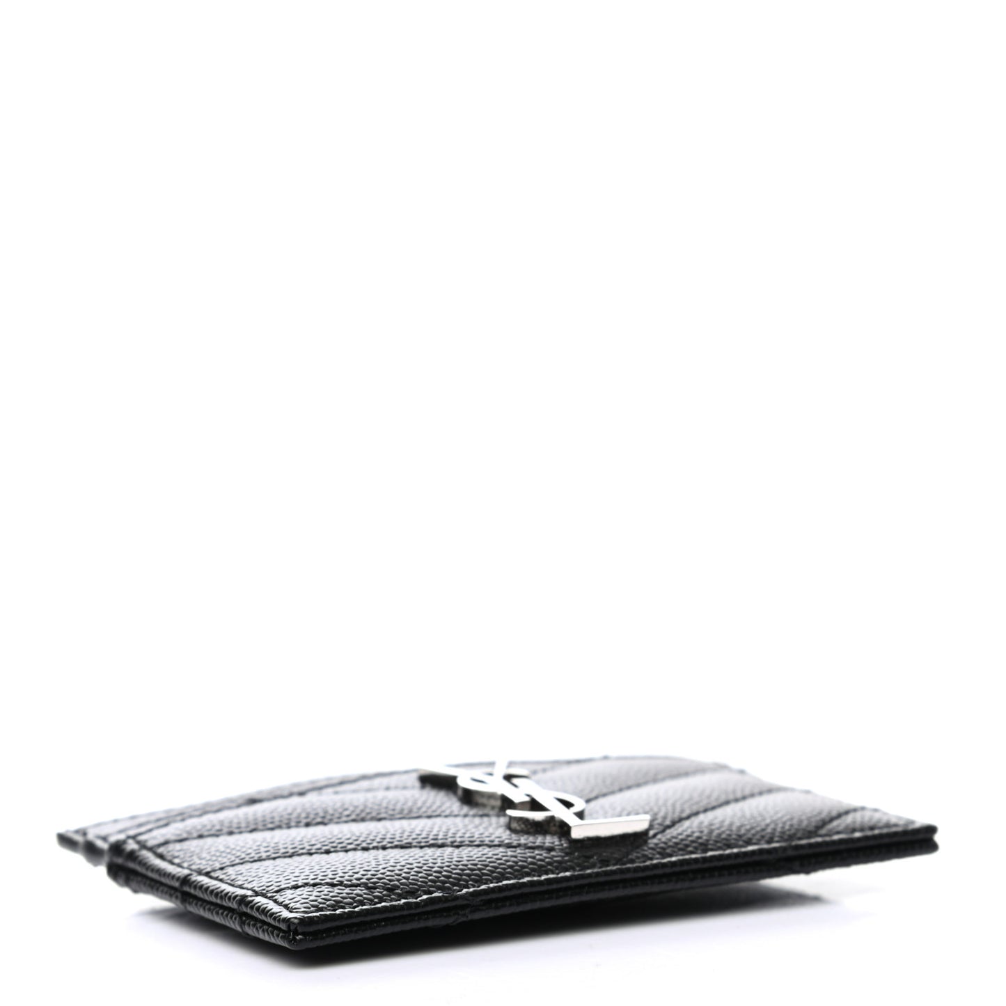 Grain De Poudre Matelasse Chevron Monogram Credit Card Case Black