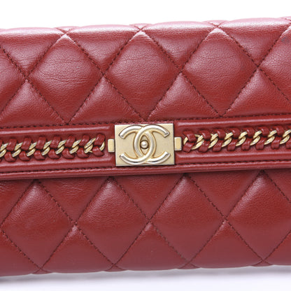 Chanel Calfskin Quilted Boy Chain Around Flap Wallet Red 8 of 13