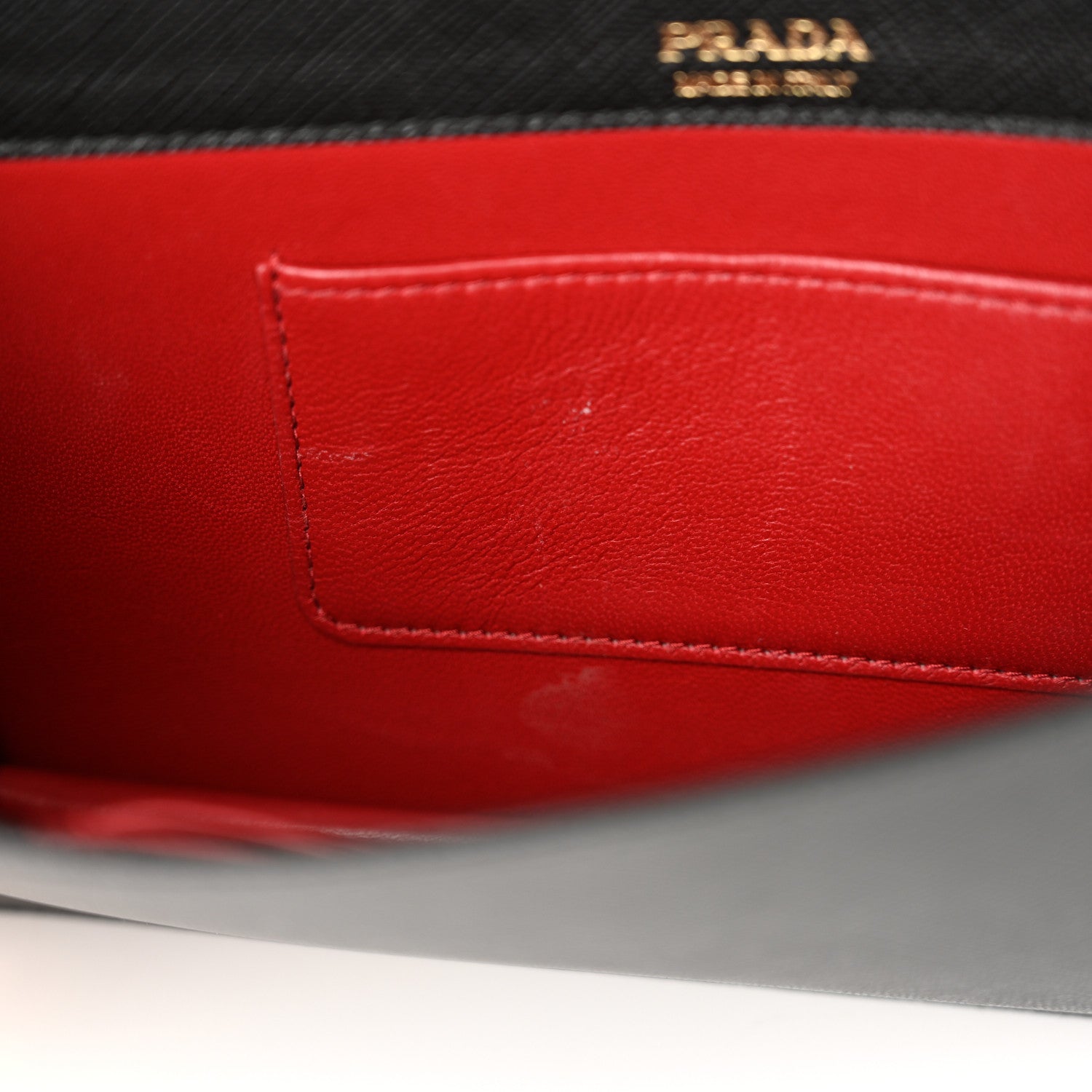 Prada Saffiano Lux Metal Logo Mini Chain Flap Crossbody Bag Black 11 of 13