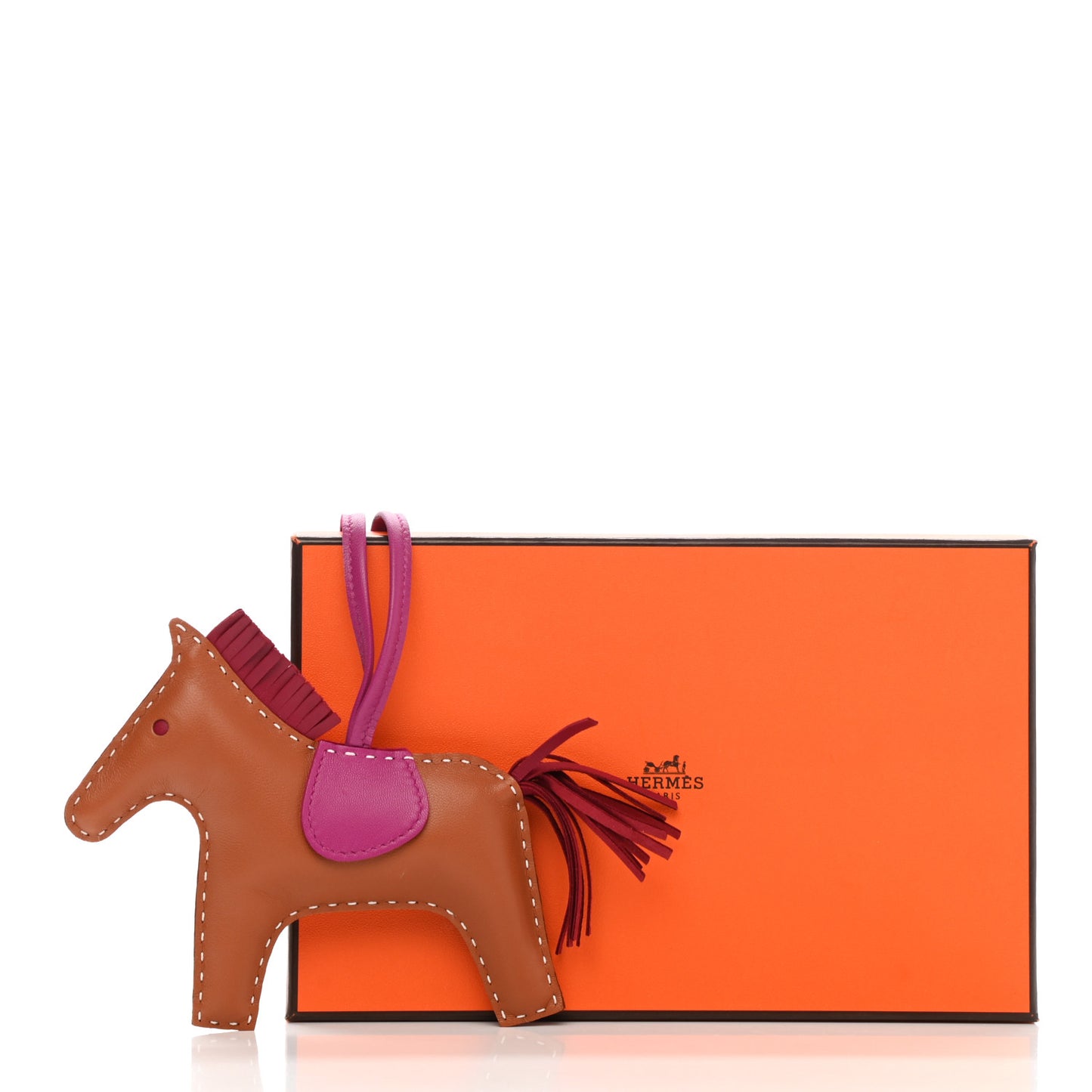 Milo Lambskin Grigri Rodeo Horse Bag Charm MM Gold Rubis Rose Pourpre
