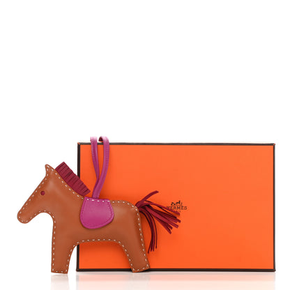 Hermes Milo Lambskin Grigri Rodeo Horse Bag Charm MM Gold Rubis Rose Pourpre 5 of 5