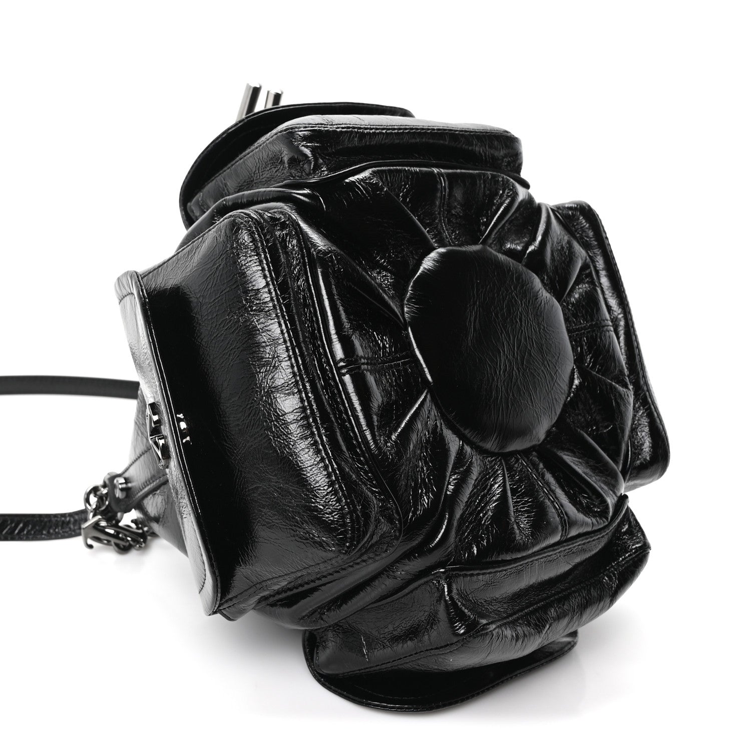 Off-White Calfskin Dumbo B Chain Pocket Bucket Bag Black 8 of 9