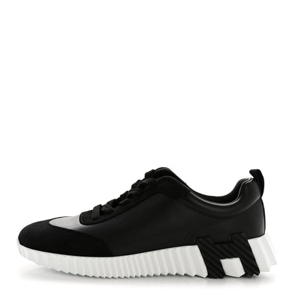 Hermes Goatskin Suede Goatskin Bouncing Sneakers 40 Black 1 of 10