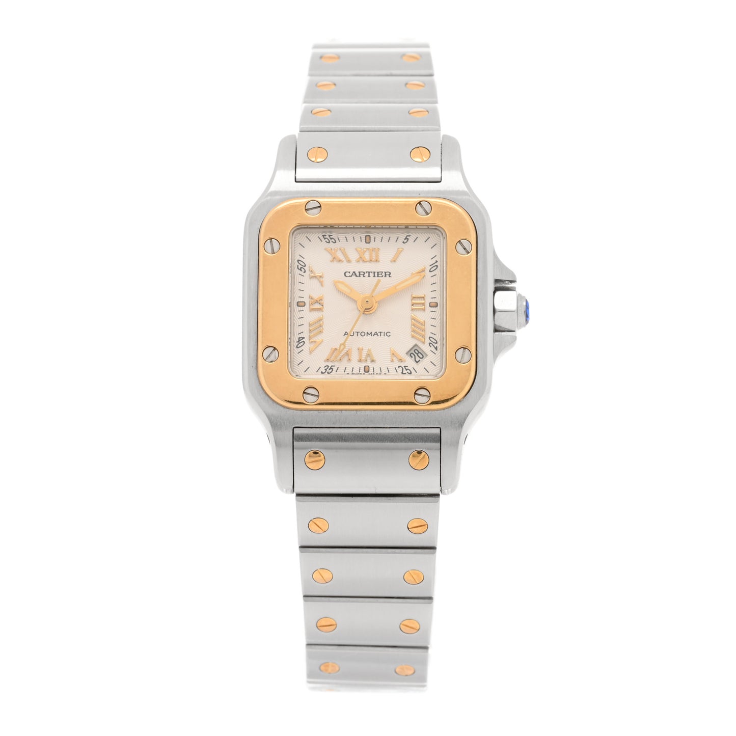 Stainless Steel 18K Yellow Gold 24mm Santos De Cartier Galbee Automatic Watch
