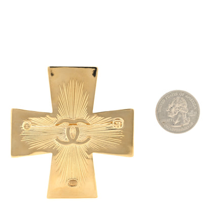 Chanel Metal Pearl Resin CC Cross Brooch Gold Pink Green White 2 of 3