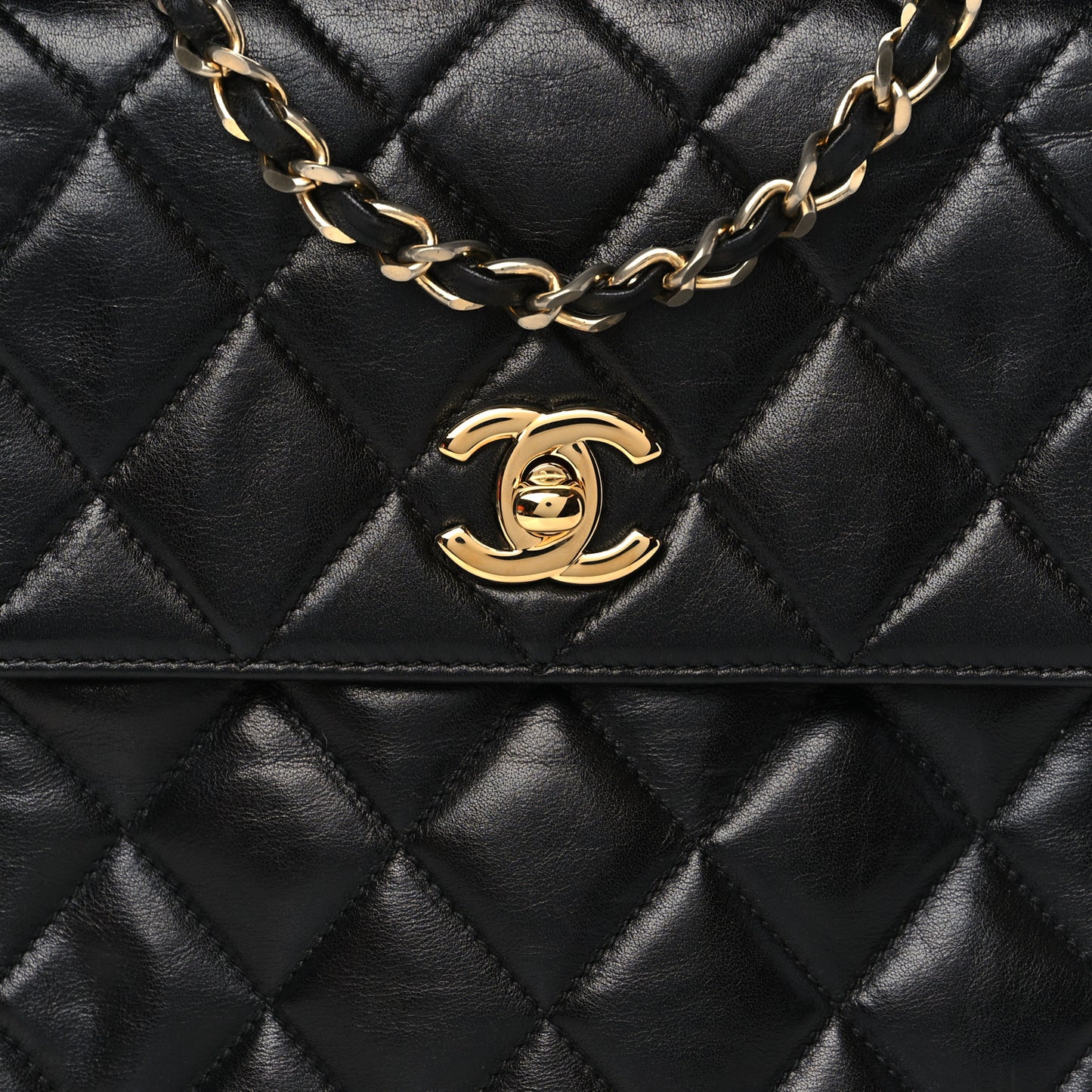 Lambskin Quilted Flap Crossbody Black