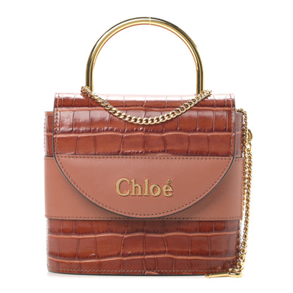 Chloe Calfskin Crocodile Embossed Small Aby Lock Chestnut Brown 1 of 10