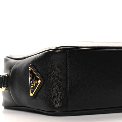 Prada Glace Calfskin Embossed Logo Crossbody Black 8 of 9