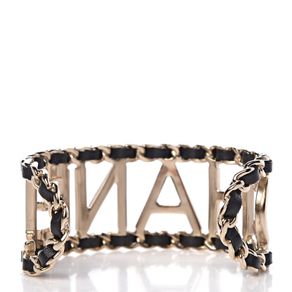 Chanel Lambskin Vintage Allure Cuff Bracelet M Black Gold 3 of 5