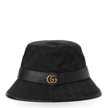 Gucci Monogram Textured Dollar Calfskin GG Jago Bucket Hat M Black 2 of 7