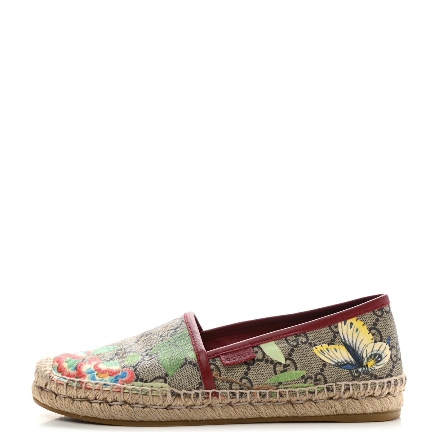 GG Supreme Monogram Tian Womens Espadrilles 35 Beige Multicolor Red