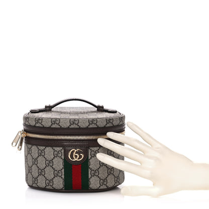 Gucci GG Supreme Monogram Textured Calfskin Web Ophidia Vanity Cosmetic Case Beige Ebony New Acero 2 of 13