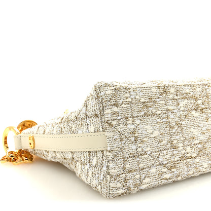 Christian Dior Tweed Cannage DiorStar Hobo Bag White Gold 9 of 10