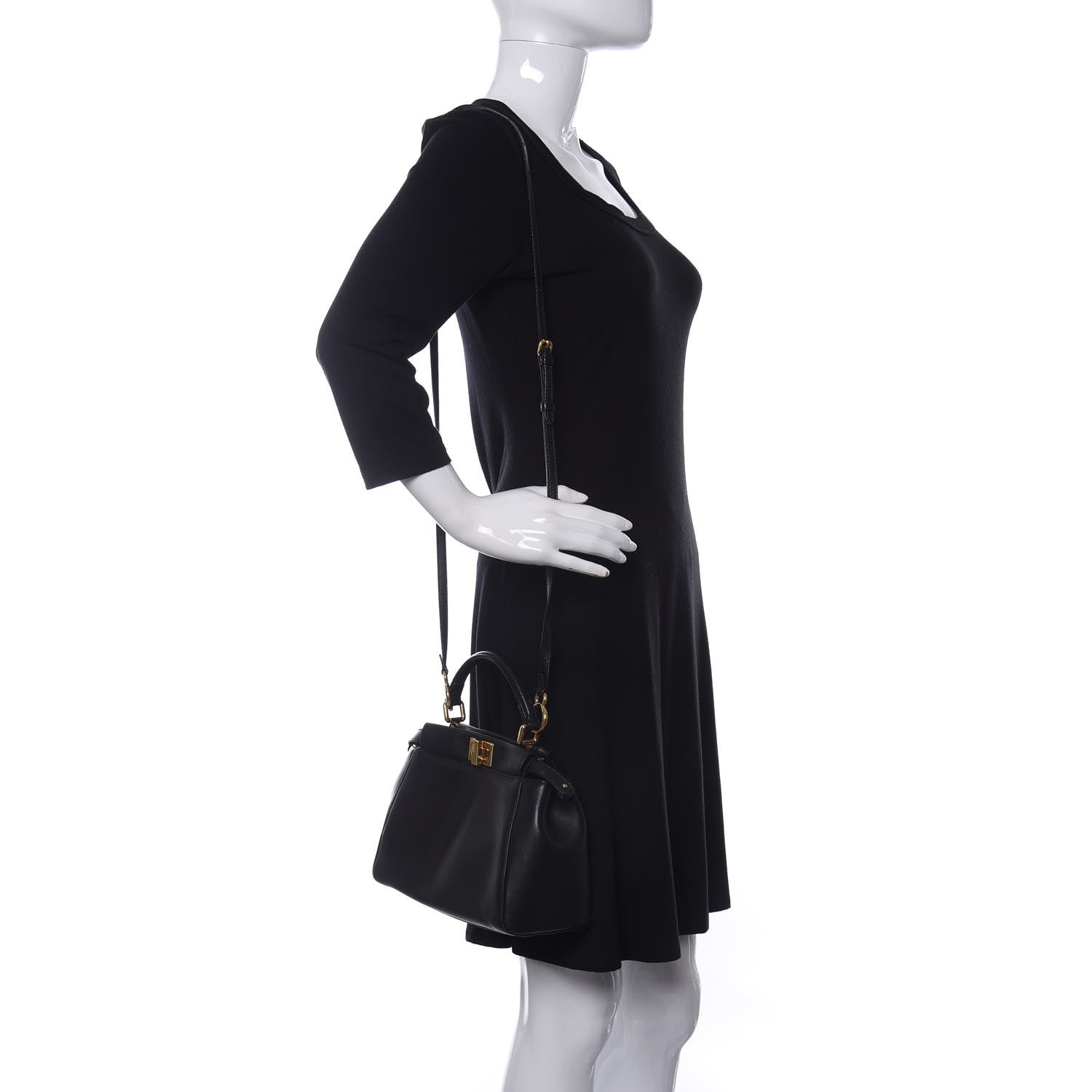 Fendi Nappa Mini Peekaboo Iconic Satchel Black 2 of 9