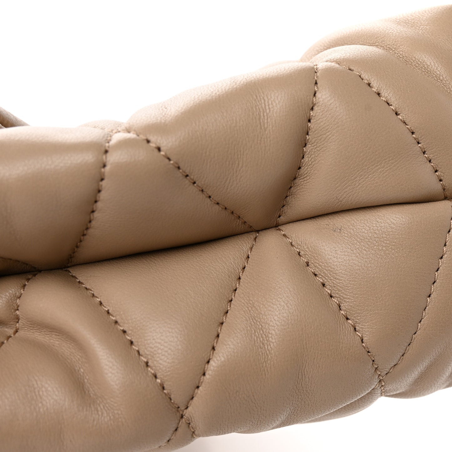 Lambskin Quilted Sade Puffer Envelope Clutch Dark Beige