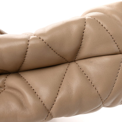 Saint Laurent Lambskin Quilted Sade Puffer Envelope Clutch Dark Beige 8 of 10