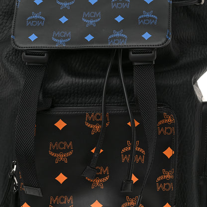 MCM Grained Calfskin Visetos Color Splash Brandenburg Backpack Black Orange Blue 7 of 10