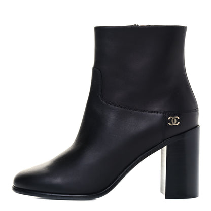 Chanel Calfskin CC Short Boots 38 Black 1 of 8