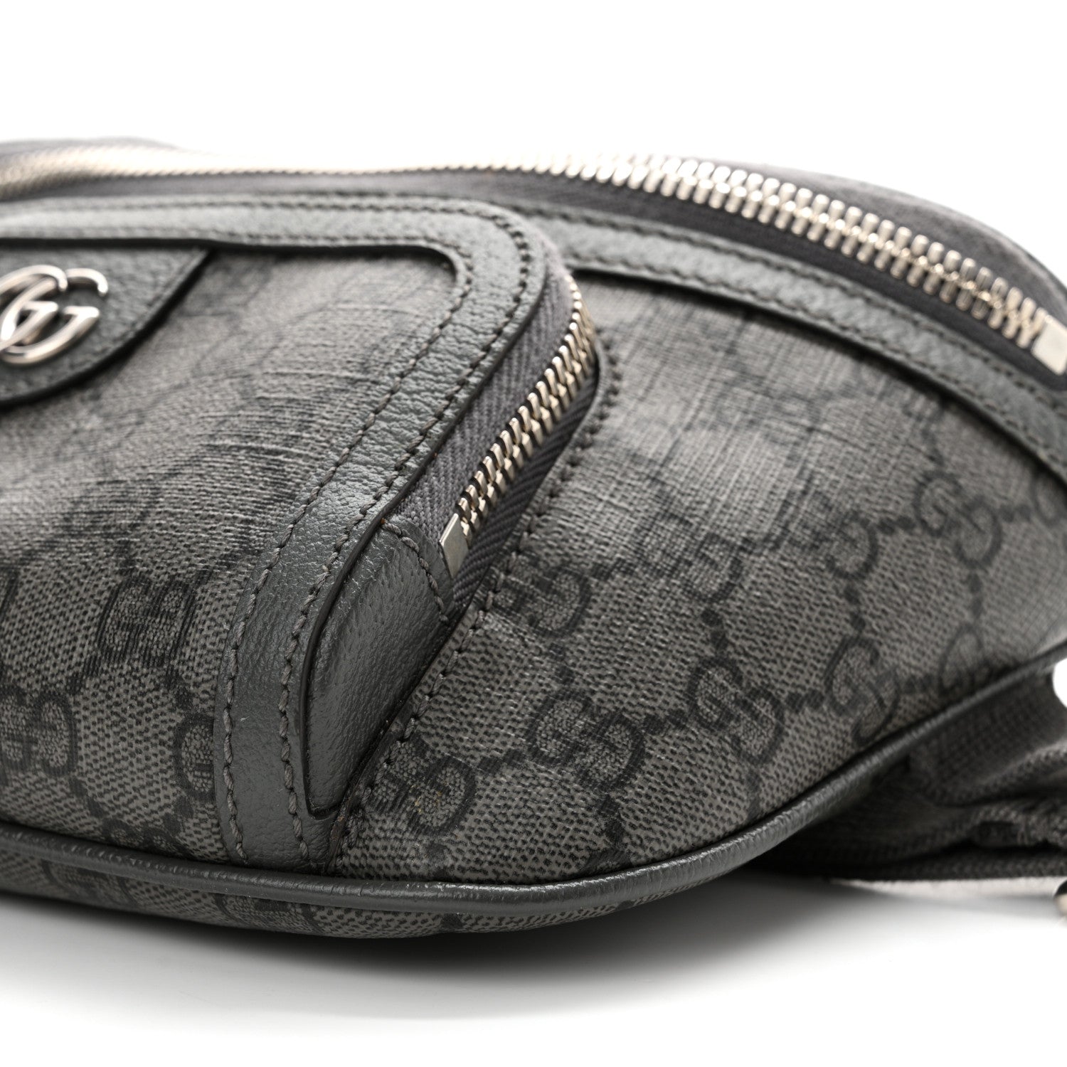 Gucci GG Supreme Monogram Textured Dollar Calfskin Ophidia Belt Bag Grey Black Graphite Grey 10 of 14
