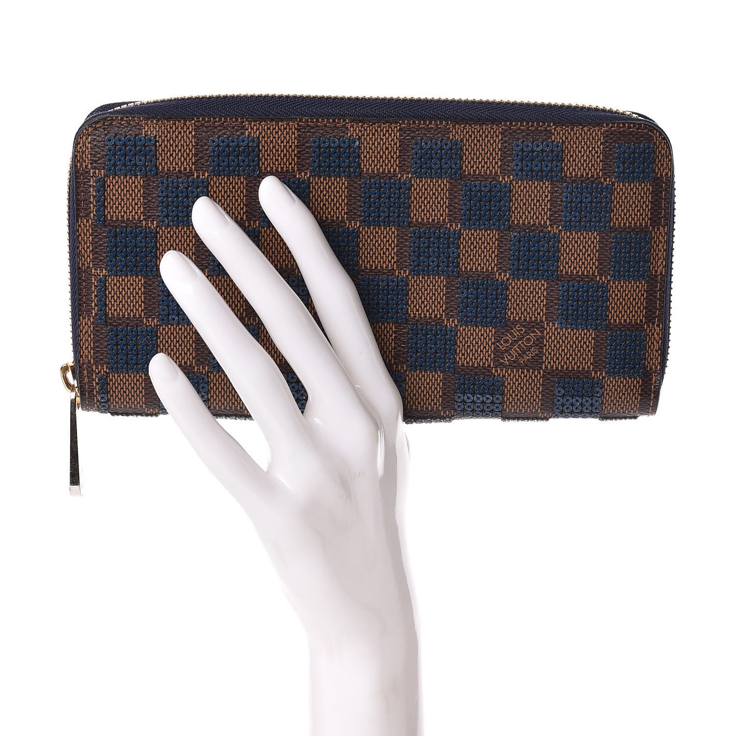 Damier Paillettes Zippy Wallet Blue