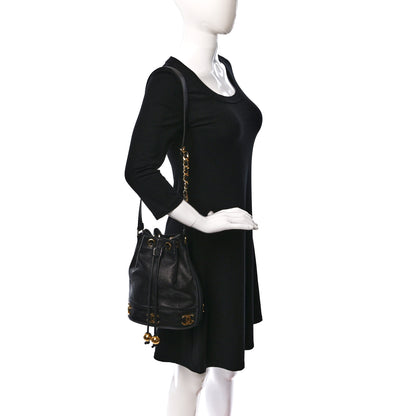 Chanel Caviar CC Drawstring Shoulder Bag Black 2 of 9