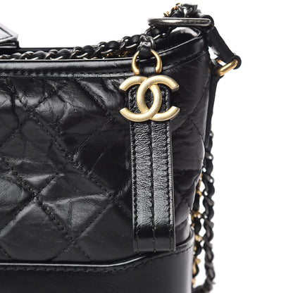 Chanel Aged Calfskin Quilted Small Gabrielle Hobo Black 10 of 10