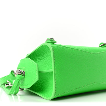 Balenciaga Grained Calfskin Neo Classic Silver Hardware Nano City Crossbody Fluo Green 7 of 8