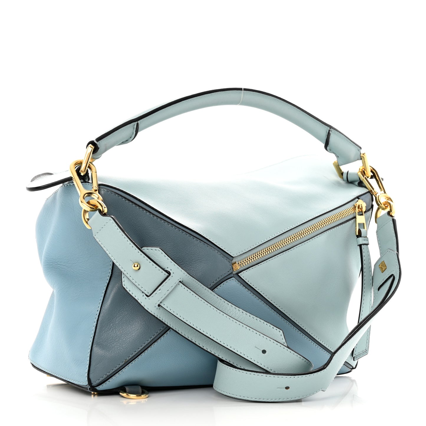Calfskin Medium Puzzle Bag Aqua